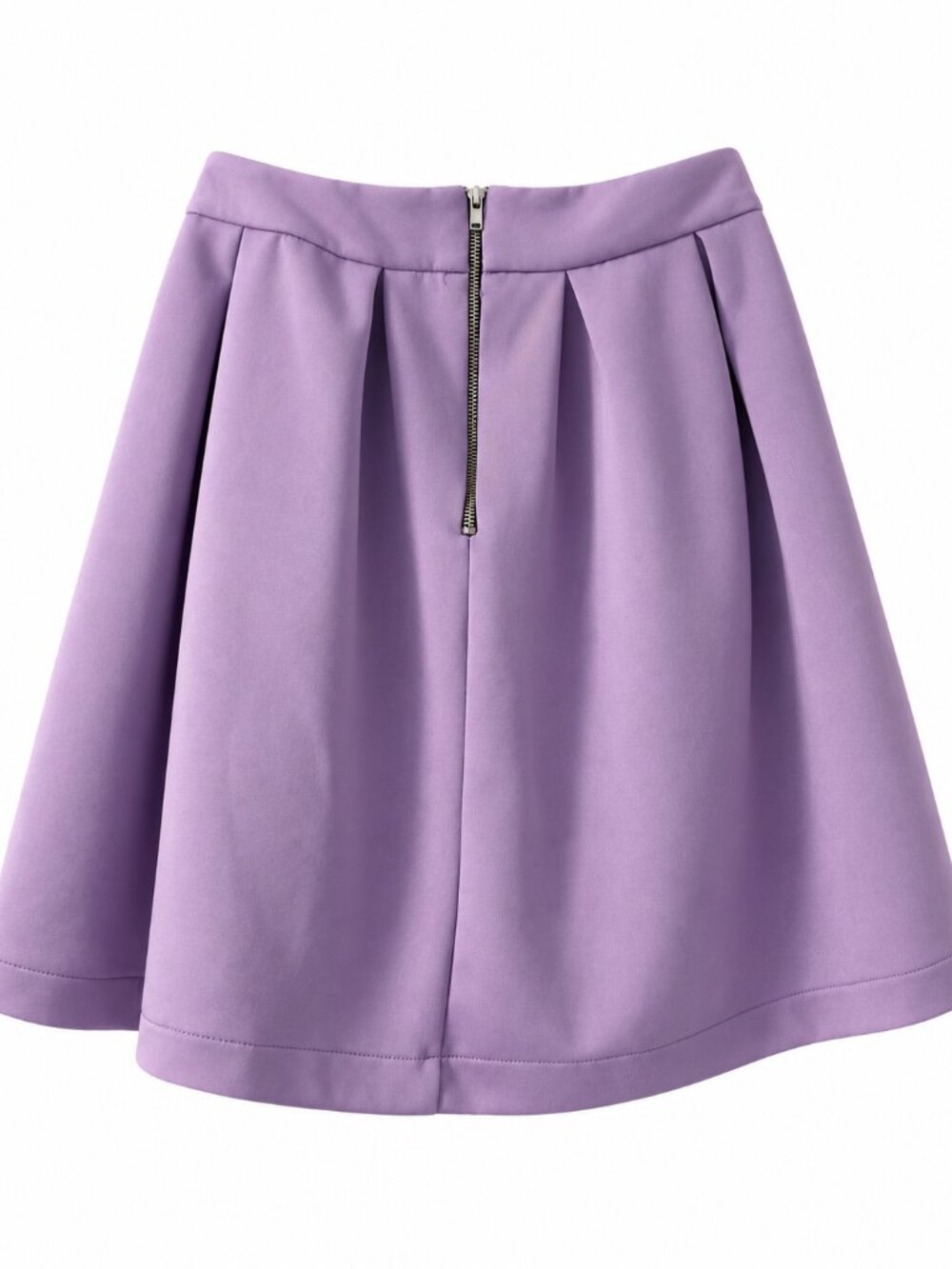 Tobi Lilac Purple Pleated Skater Mini Skirt Exposed Zip